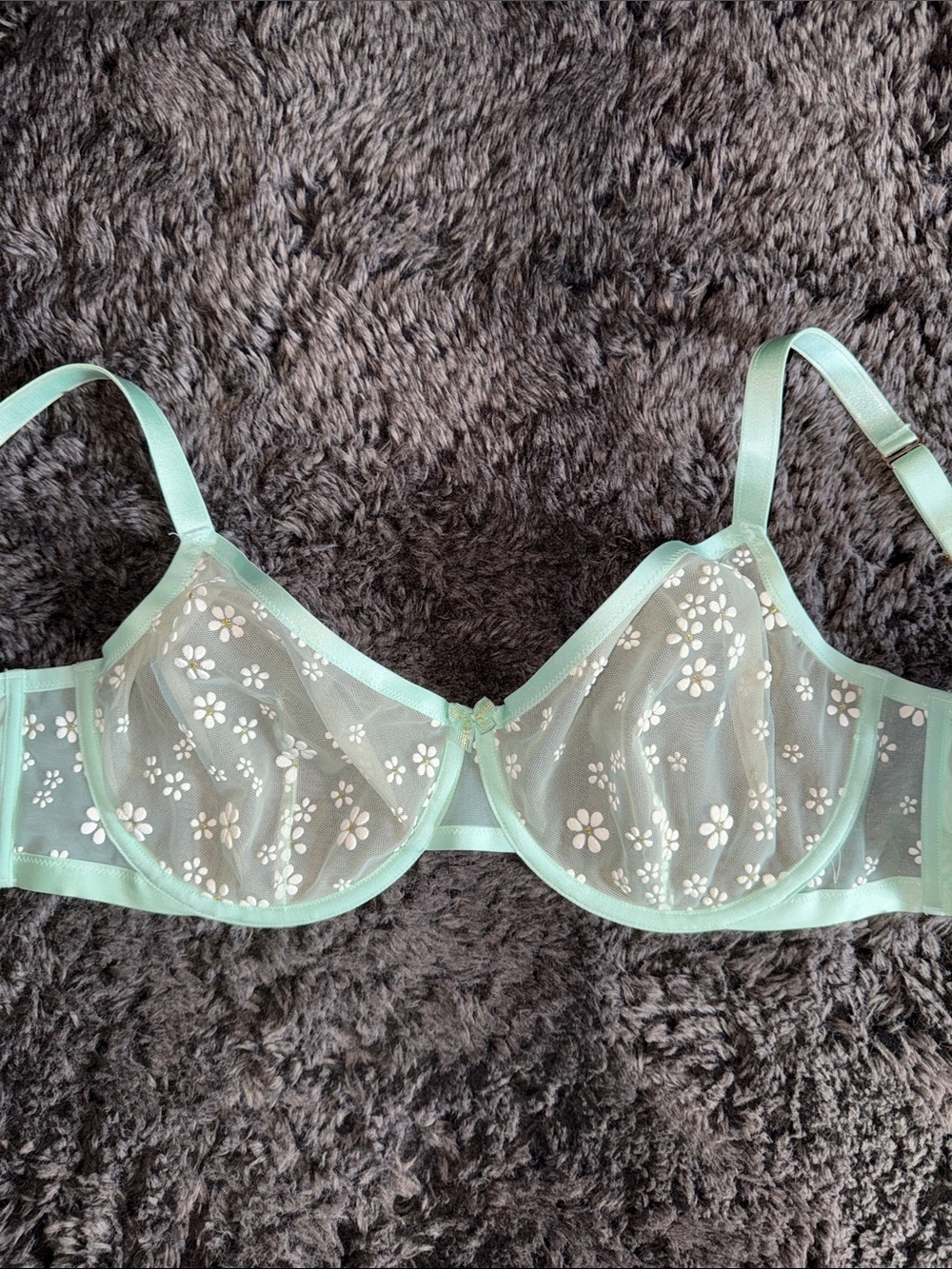 Sheer Daisy Underwire Bra - Mint